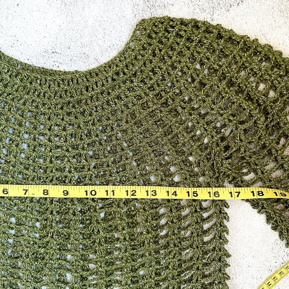 Vintage Green Open Weave Crochet Top M Handmade Boho Fairy Whimsigoth Goblin - Picture 6 of 7